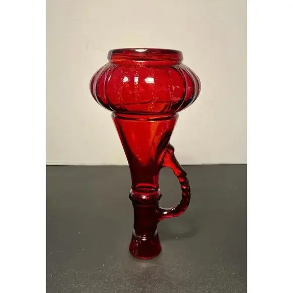 Vintage 1950s Ruby Red Genie-Style Glass Liquor Bottle Decanter, 11” NO STOPPER - Picture 12 of 15